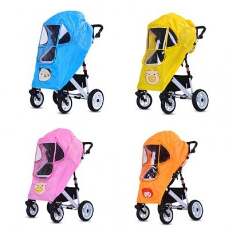 Baby Stroller Accessories Zipper Pushchair Universal Rain Cover (CONSTRUCTION CONE ORANGE)