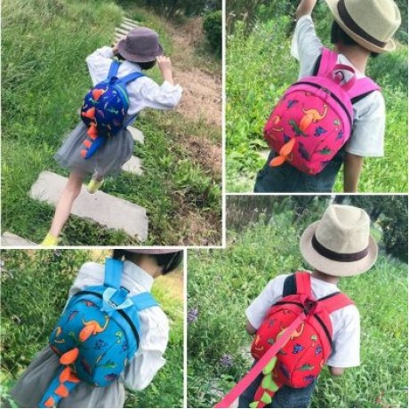 Lovely Cartoon Dinosaur Shape Kindergarten Backpack (PINK)