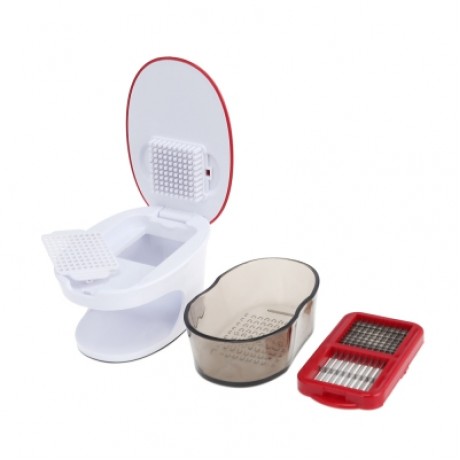 Manual Multi-functional Garlic Presser Ginger Slicer (RED)