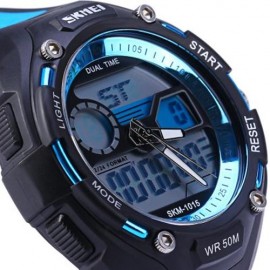 SKMEI 1015 DOUBLE MOVT MILITARY LED WATCH 5ATM WATER RESISTANT DAY DATE ALARM SPORTS WRIST