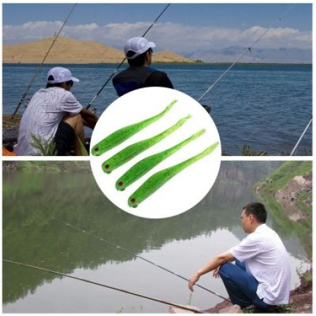 A FISH LURE Soft Fishing Lures Artificial Bait 4pcs (DARK FOREST GREEN)