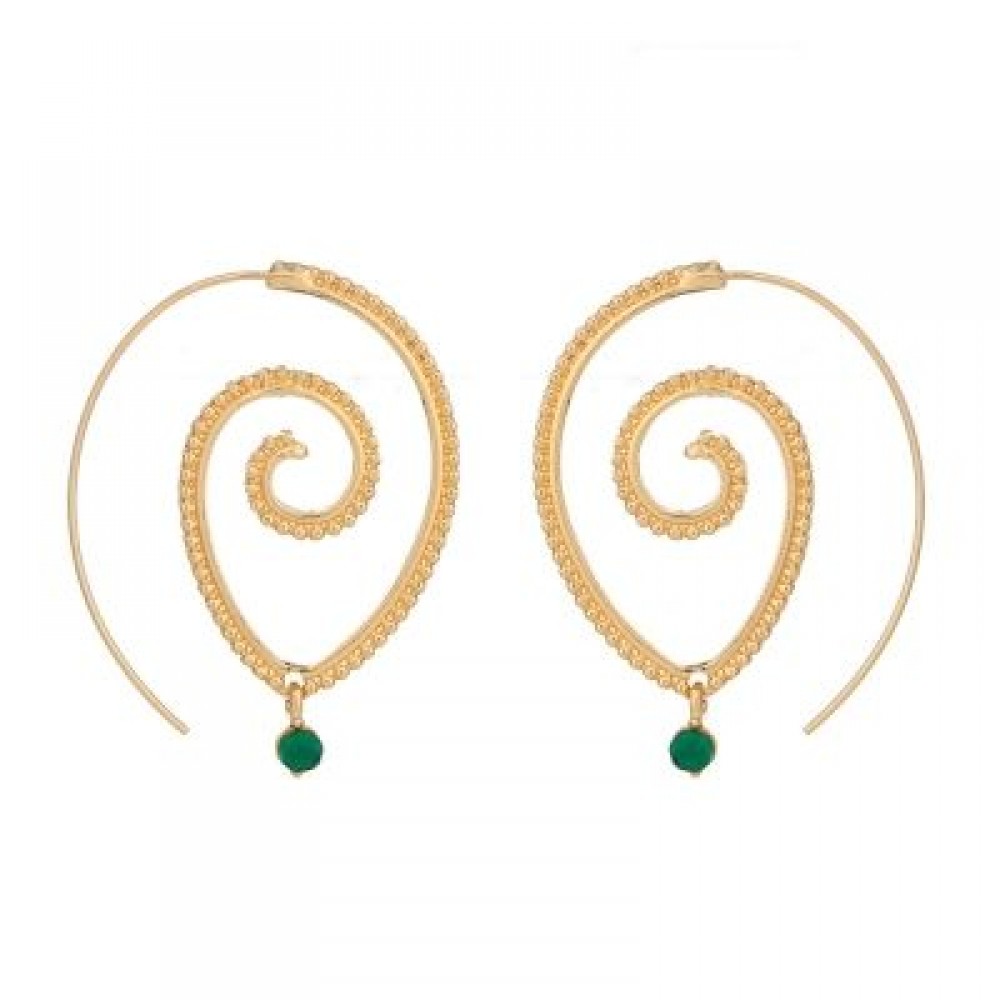 Spiral Drop Earrings Round Exaggerated Whirlpool Gear Jewelry (GOLD)