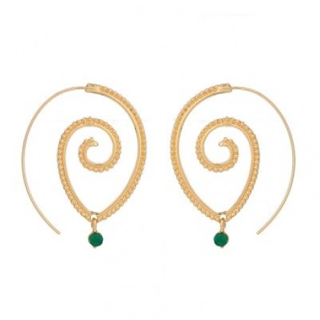 Spiral Drop Earrings Round Exaggerated Whirlpool Gear Jewelry (GOLD)