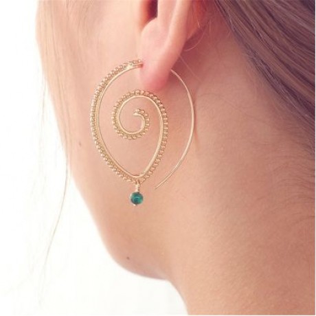 Spiral Drop Earrings Round Exaggerated Whirlpool Gear Jewelry (GOLD)
