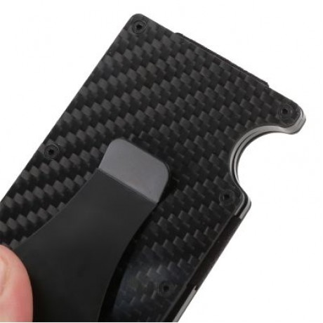 Carbon Fiber Anti-thief Men Wallet Money Clip Card Holder (BLACK)