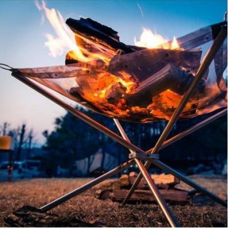 Selpa Portable Folding Stove Fire Frame with Stainless Steel Net (SILVER)