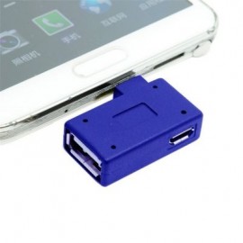 Cwxuan 90 Degrees Right Angled Micro USB to USB OTG Adapter and Power Port (BLUE)