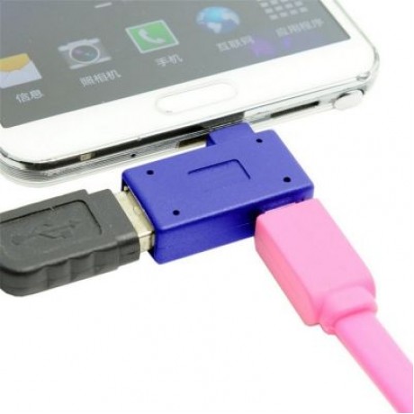 Cwxuan 90 Degrees Right Angled Micro USB to USB OTG Adapter and Power Port (BLUE)