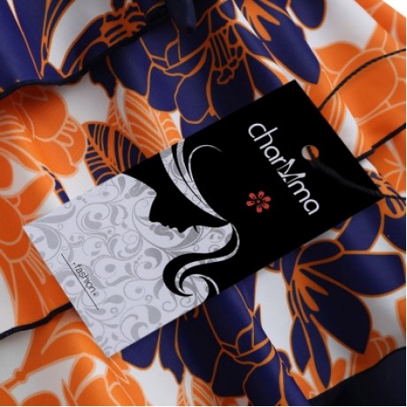 PLUS SIZE FLORAL BOWKNOT EMBELLISHED TANKINI SET (NAVY BLUE)