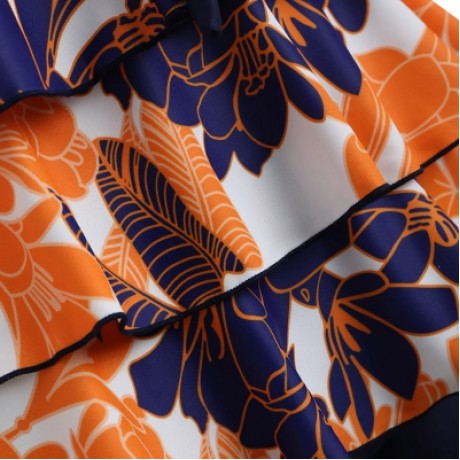 PLUS SIZE FLORAL BOWKNOT EMBELLISHED TANKINI SET (NAVY BLUE)