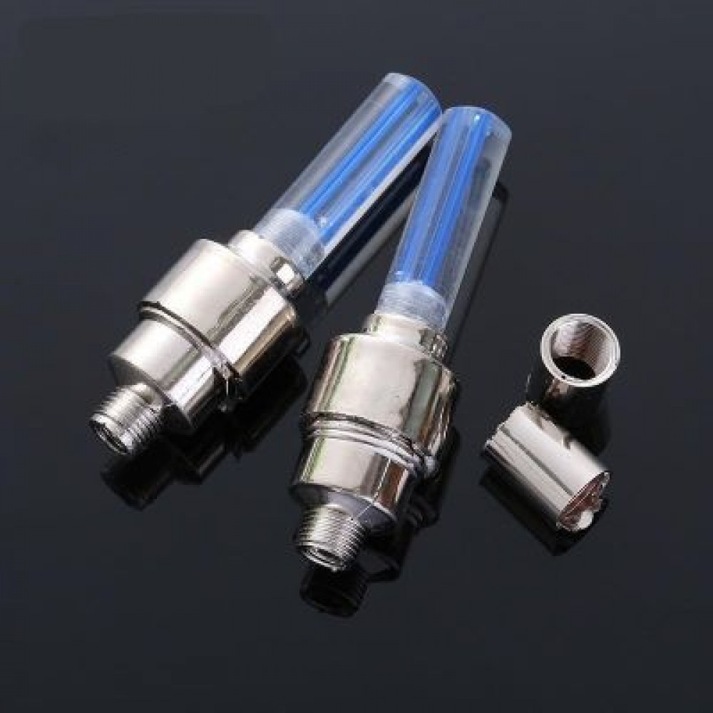 2Pcs Bicycle LED Light Neon Wheel Gas Nozzle Tire Valve Glow Stick Light (BLUE)