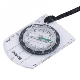 Mini Baseplate Compass Map Scale Ruler for Outdoor Camping Hiking (TRANSPARENT)