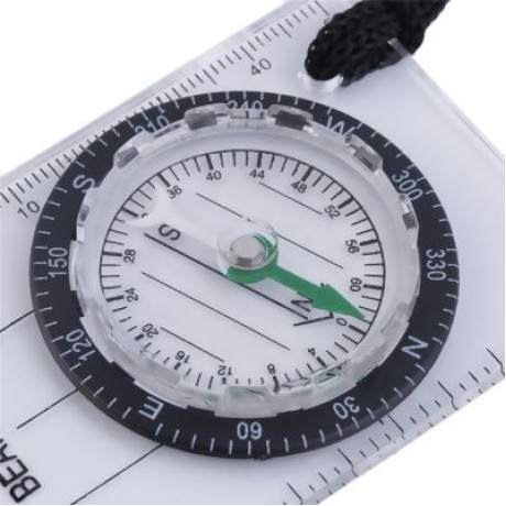 Mini Baseplate Compass Map Scale Ruler for Outdoor Camping Hiking (TRANSPARENT)