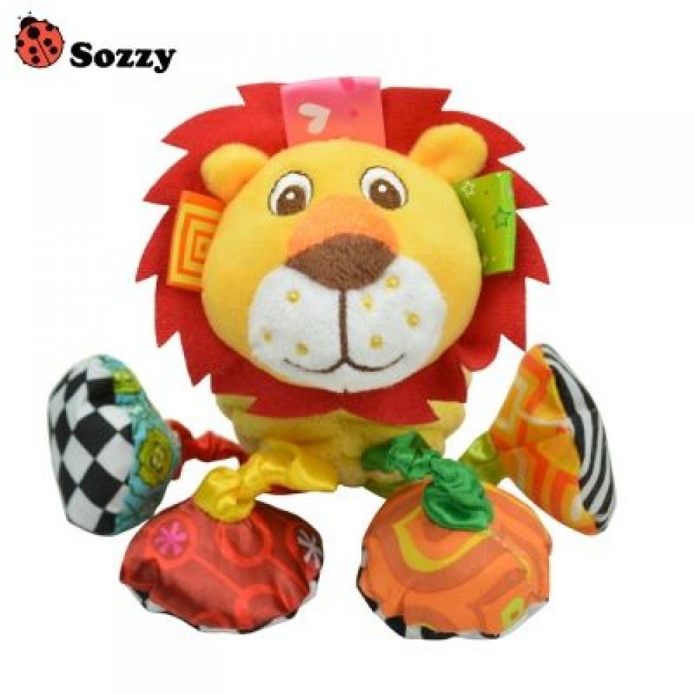 SOZZY Animal Shape Pull Shock Lathe Hanging Rattle Plush Toy (MULTI)