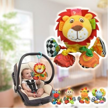 SOZZY Animal Shape Pull Shock Lathe Hanging Rattle Plush Toy (MULTI)