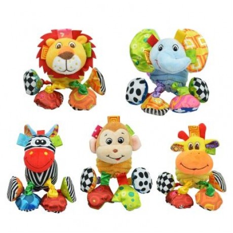 SOZZY Animal Shape Pull Shock Lathe Hanging Rattle Plush Toy (MULTI)