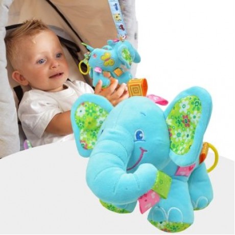 SOZZY Elephant Shape Music Bell Pull Rattles Hanging Toy (BLUE)