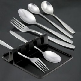 Kitchen Silicone Soup Spoon Pad Spatula Storage Rack (GREEN)