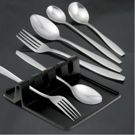 Kitchen Silicone Soup Spoon Pad Spatula Storage Rack (GREEN)