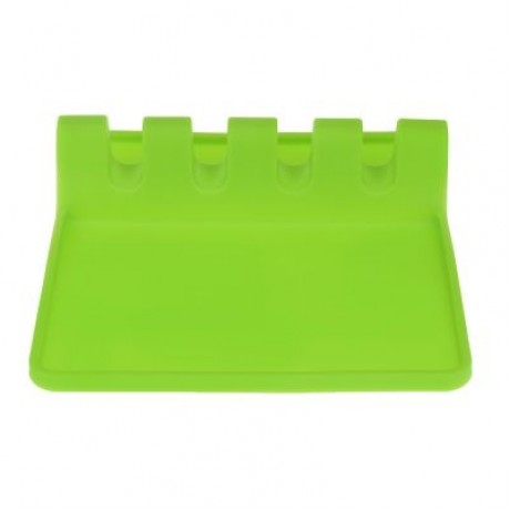 Kitchen Silicone Soup Spoon Pad Spatula Storage Rack (GREEN)
