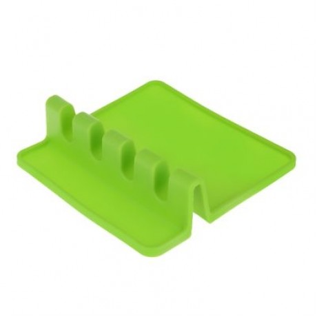 Kitchen Silicone Soup Spoon Pad Spatula Storage Rack (GREEN)