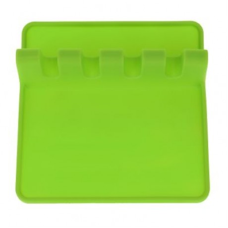 Kitchen Silicone Soup Spoon Pad Spatula Storage Rack (GREEN)