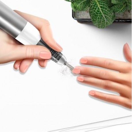 Rechargeable Electric Nail Drill Machine Manicure Polish Tool (WHITE)