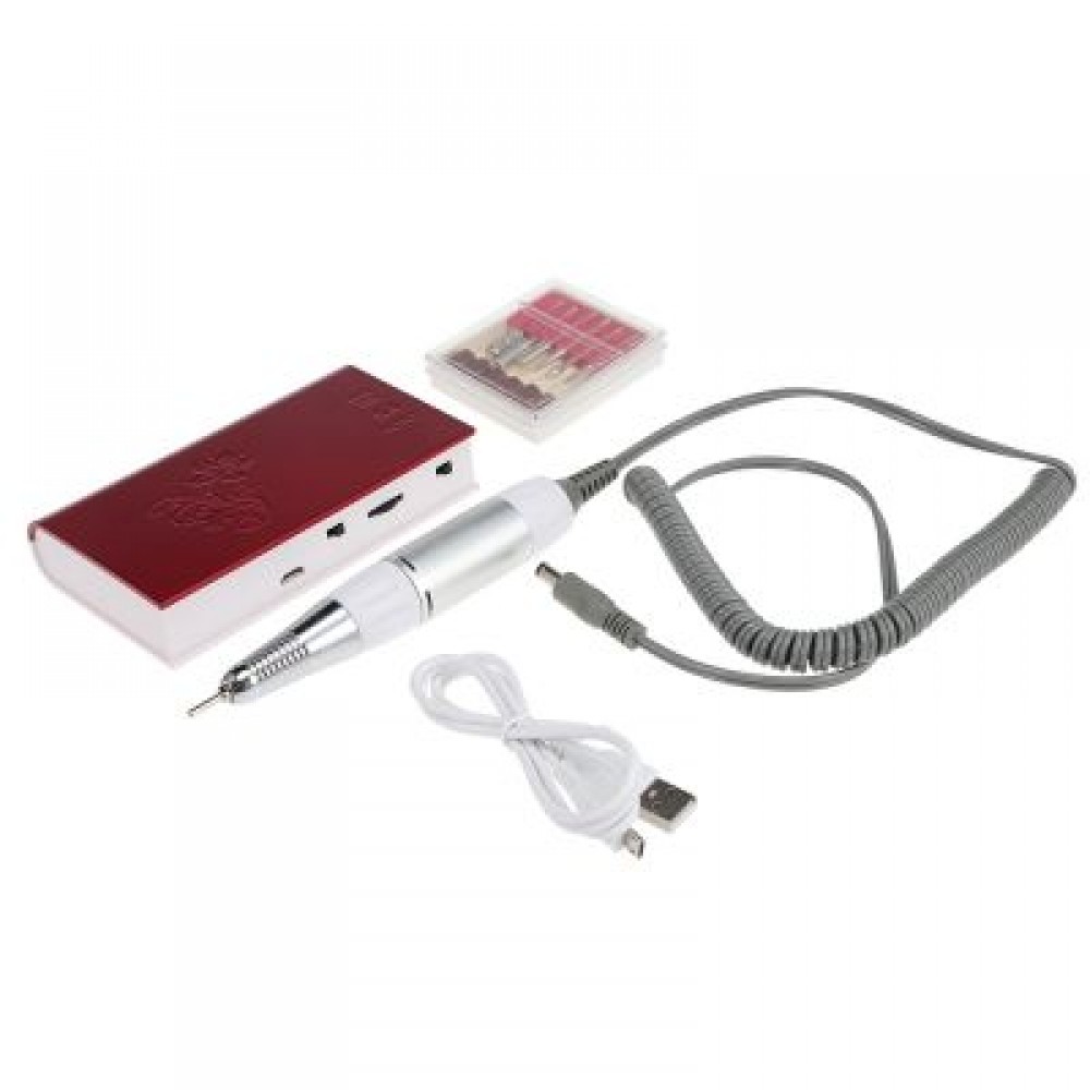 Rechargeable Electric Nail Drill Machine Manicure Polish Tool (RED)