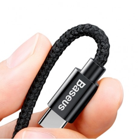 Baseus Small Screw Dual USB Car Charger USB to Type-C Cable (BLACK)