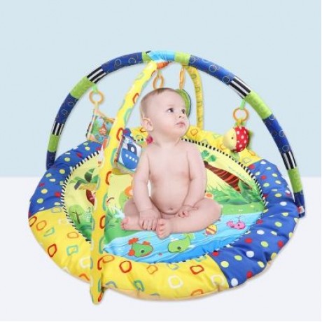 Cartoon Soft Baby Game Mat Play Carpet with Hanging Toy (YELLOW)