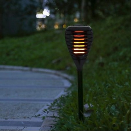 96 LEDs LED Solar Waterproof Flickering Flame Torch Lamp (BLACK)