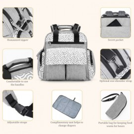 010 Diaper Bag Multifunction Backpack Separate Pockets (GRAY)
