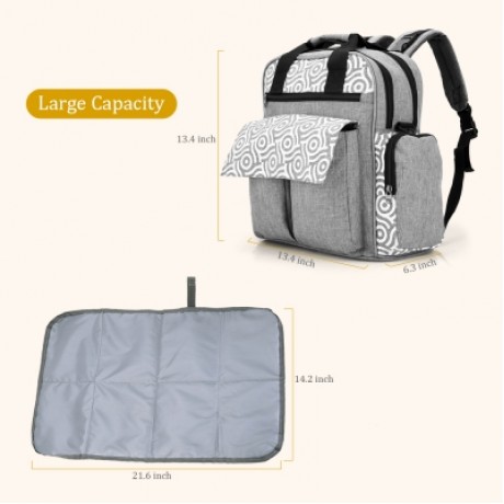 010 Diaper Bag Multifunction Backpack Separate Pockets (GRAY)