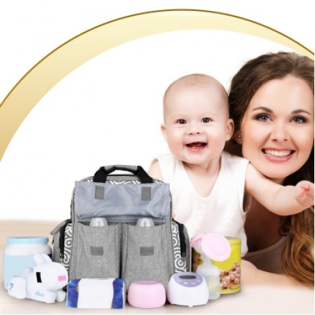 010 Diaper Bag Multifunction Backpack Separate Pockets (GRAY)