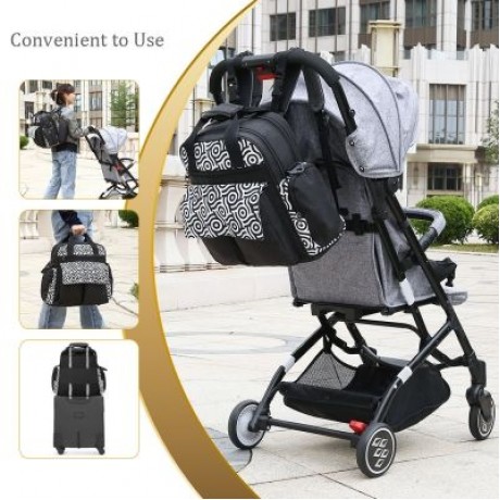 010 Diaper Bag Multifunction Backpack Separate Pockets (BLACK)