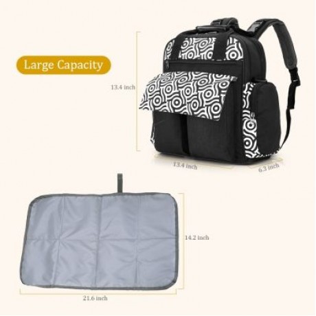 010 Diaper Bag Multifunction Backpack Separate Pockets (BLACK)