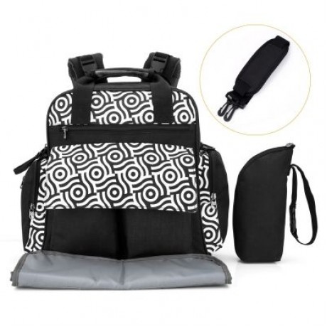 010 Diaper Bag Multifunction Backpack Separate Pockets (BLACK)