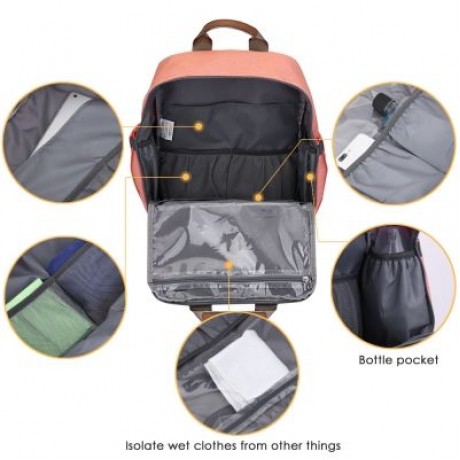 005 Diaper Bag Multifunction Backpack Large Capacity (ORANGE)