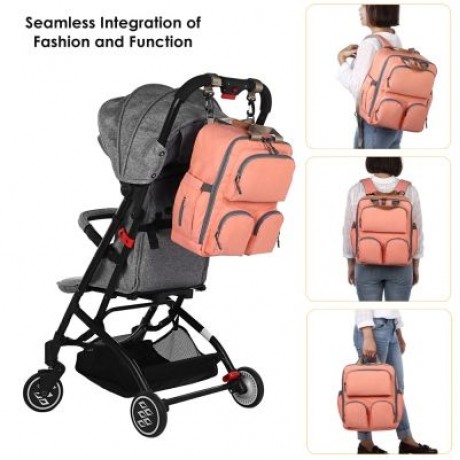 005 Diaper Bag Multifunction Backpack Large Capacity (ORANGE)