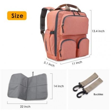 005 Diaper Bag Multifunction Backpack Large Capacity (ORANGE)