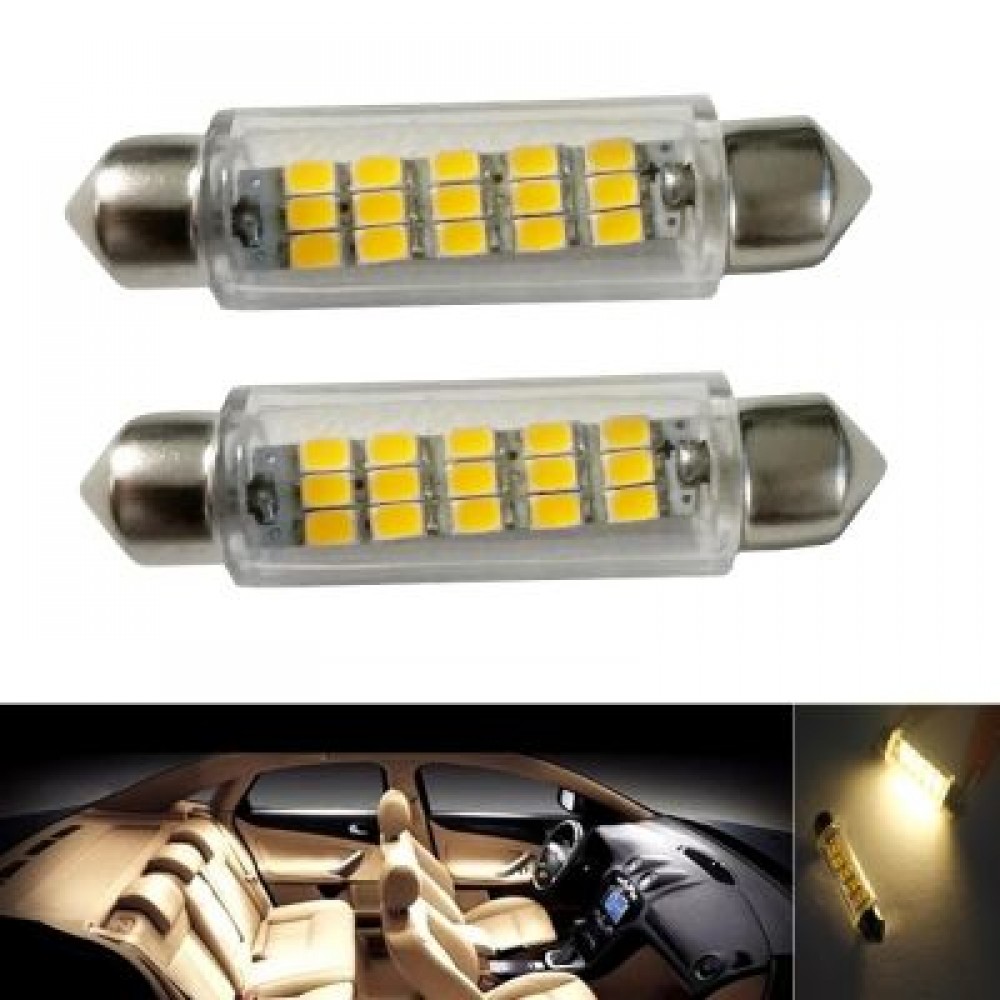 2PCS Festoon 43MM 15LEDS 2835 SMD DC12V LED Auto Car Lamp Decorative Reading Light (SILVER 2PCS Festoon 43MM 15LEDS 2835 SMD DC12V LED Auto Car Lamp Decorative Reading Light (SILVER
