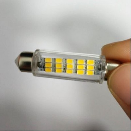 2PCS Festoon 43MM 15LEDS 2835 SMD DC12V LED Auto Car Lamp Decorative Reading Light (SILVER