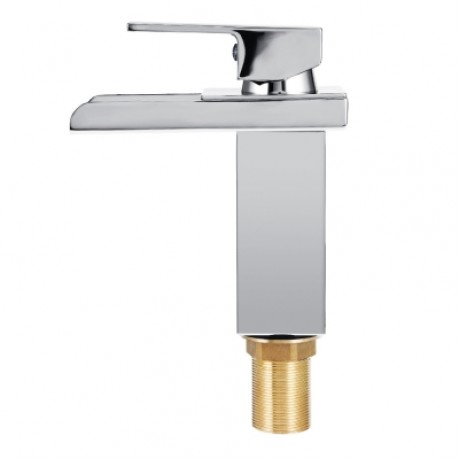 Single Handle Bathroom Waterfall Faucet Spout Sink Mixer Tap (SILVER)