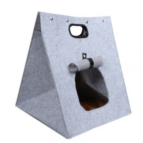 CREATIVE FELT CAT DOG BED HOUSE PET SLEEPING BAG (GRAY)