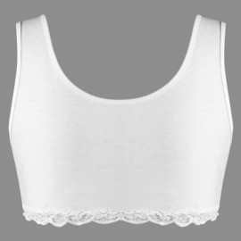 Plus Size Lace Panel Cropped Tank Top (WHITE)