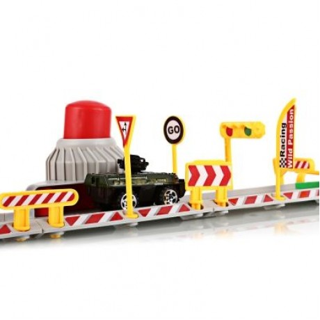 DIY Assembled Parking Lot Model Toy with Alloy Railcar (MULTI-A)