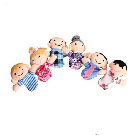 Mini Plush Baby Toy Finger Family Puppets Set Boys Girls 6pcs (MULTI)