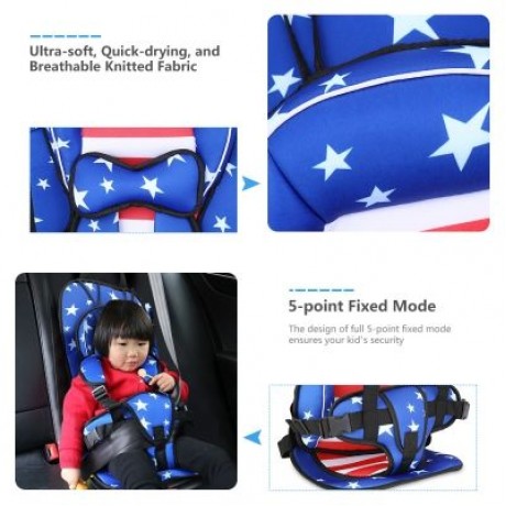 Portable Children Car Seat with Adjustable Safety Belt (BLUE)