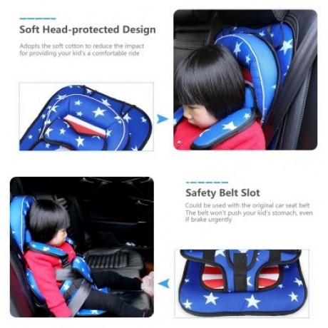 Portable Children Car Seat with Adjustable Safety Belt (BLUE)