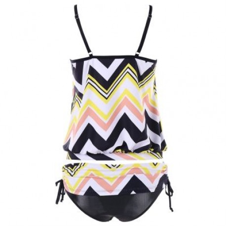 ZIG ZAG SPAGHETTI STRAP TANKINI SET (MULTI)
